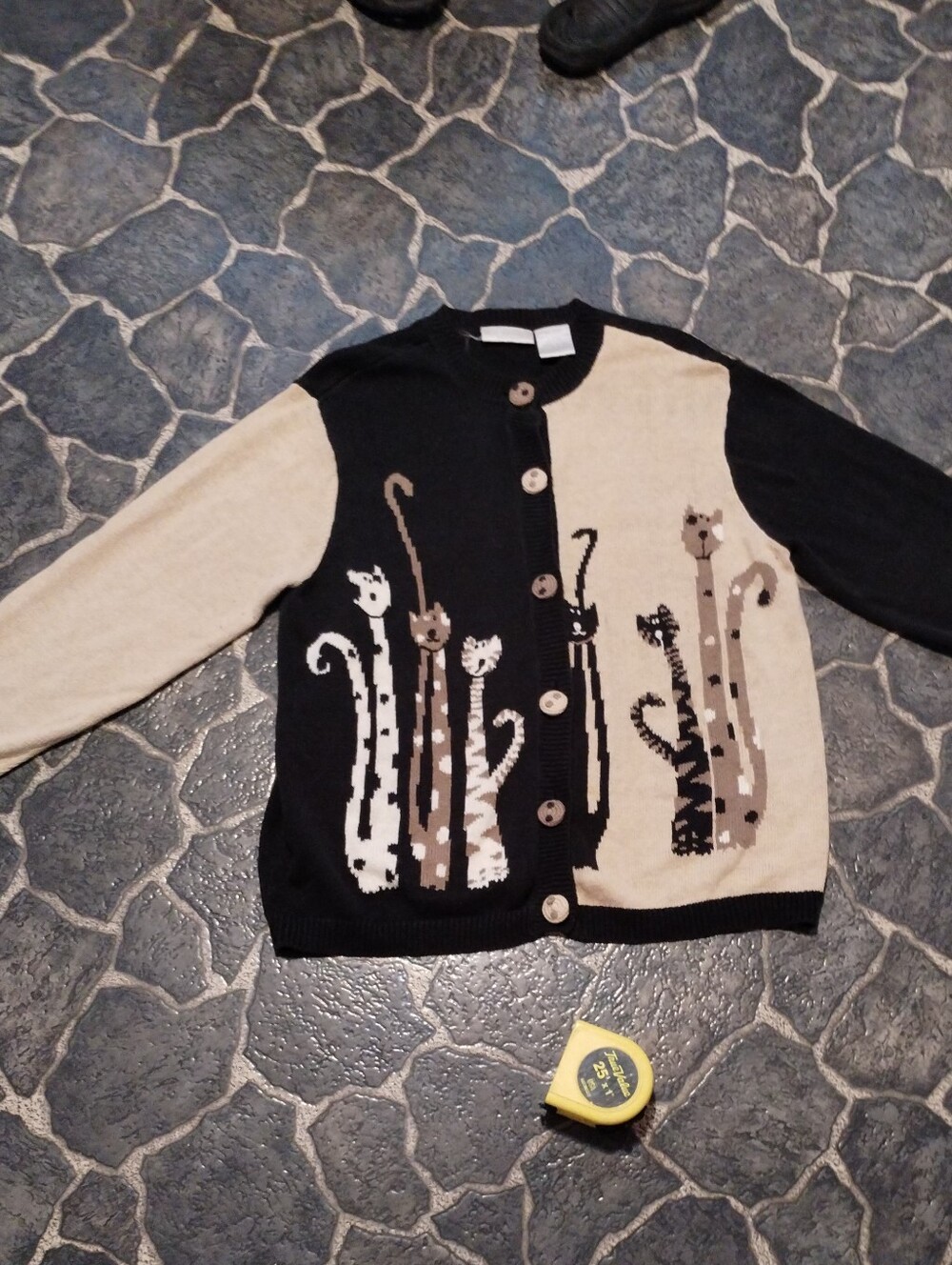 Meow Blair Boutique Cat Art Button up Sweater Size M VINTAGE
